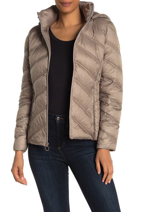 michael kors packable hooded zip down puffer jacket